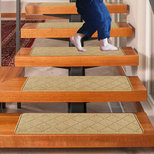 Chmadoxn 4-Piece Non-Slip Stair Treads, Self-Adhesive Striped Carpet Mats, Absorbent & Quiet Step Pads, Can V1189-WXFWAL-20260326-02646