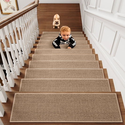 Chmadoxn 4-Piece Non-Slip Stair Treads, Self-Adhesive Striped Carpet Mats, Absorbent & Quiet Step Pads, Can V1189-WXFWAL-20260326-02647