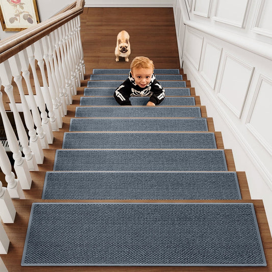 Chmadoxn 4-Piece Non-Slip Stair Treads, Self-Adhesive Striped Carpet Mats, Absorbent & Quiet Step Pads, Can V1189-WXFWAL-20260326-02650