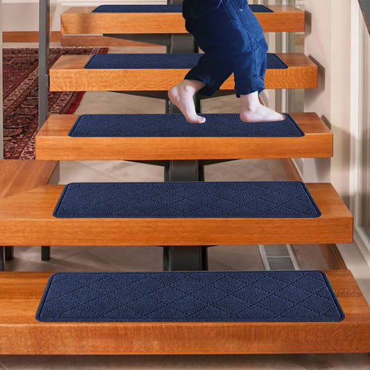 Chmadoxn 4-Piece Non-Slip Stair Treads, Self-Adhesive Striped Carpet Mats, Absorbent & Quiet Step Pads, Can V1189-WXFWAL-20260326-02654
