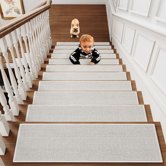 Chmadoxn 4-Piece Non-Slip Stair Treads, Self-Adhesive Striped Carpet Mats, Absorbent & Quiet Step Pads, Can V1189-WXFWAL-20260326-02655