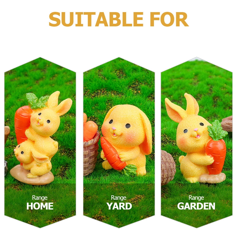 HOOWIFFY 8Pcs Resin Craft Rabbit Miniatures Yellow Bunny Figurines for Home Garden Easter Decoration V1189-WXFWAL-20260326-02660