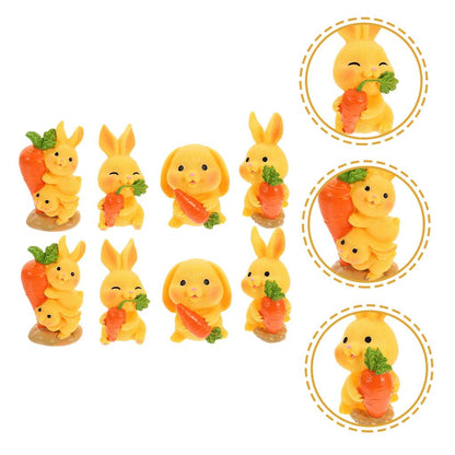 HOOWIFFY 8Pcs Resin Craft Rabbit Miniatures Yellow Bunny Figurines for Home Garden Easter Decoration V1189-WXFWAL-20260326-02660