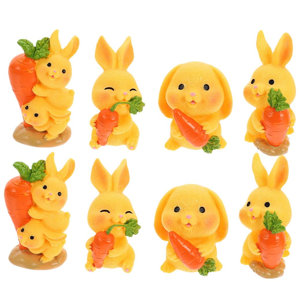 HOOWIFFY 8Pcs Resin Craft Rabbit Miniatures Yellow Bunny Figurines for Home Garden Easter Decoration V1189-WXFWAL-20260326-02660