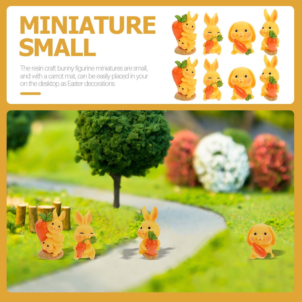 HOOWIFFY 8Pcs Resin Craft Rabbit Miniatures Yellow Bunny Figurines for Home Garden Easter Decoration V1189-WXFWAL-20260326-02660