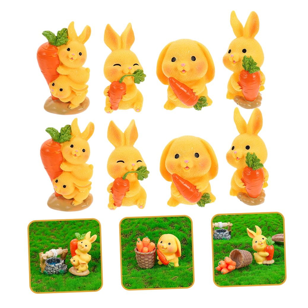 HOOWIFFY 8Pcs Resin Craft Rabbit Miniatures Yellow Bunny Figurines for Home Garden Easter Decoration V1189-WXFWAL-20260326-02660