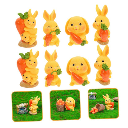 HOOWIFFY 8Pcs Resin Craft Rabbit Miniatures Yellow Bunny Figurines for Home Garden Easter Decoration V1189-WXFWAL-20260326-02660
