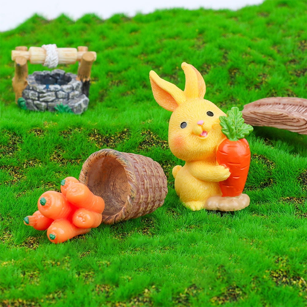 HOOWIFFY 8Pcs Resin Craft Rabbit Miniatures Yellow Bunny Figurines for Home Garden Easter Decoration V1189-WXFWAL-20260326-02660