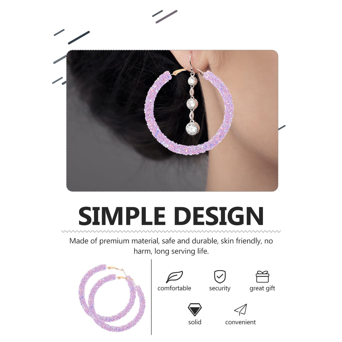 HOOWIFFY oversized earrings for women Violet 1 Pair V1189-WXFWAL-20260326-02661