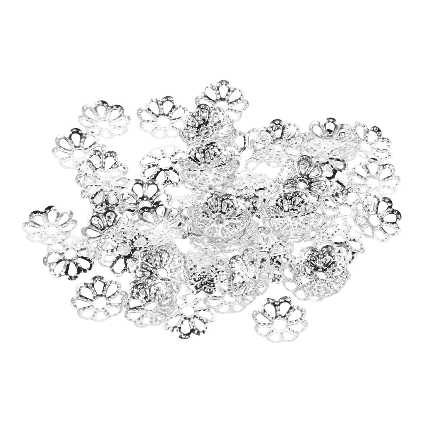 HOOWIFFY 600Pcs Metal Bead Caps Silver for Diy Jewelry Projects V1189-WXFWAL-20260326-02662