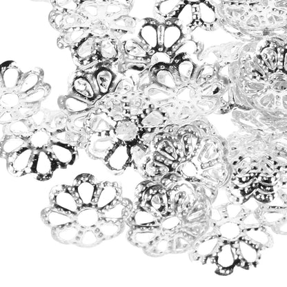 HOOWIFFY 600Pcs Metal Bead Caps Silver for Diy Jewelry Projects V1189-WXFWAL-20260326-02662