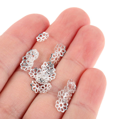 HOOWIFFY 600Pcs Metal Bead Caps Silver for Diy Jewelry Projects V1189-WXFWAL-20260326-02662