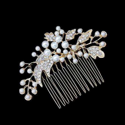 HOOWIFFY Decorative Hair Combs for Styling with Leaf Design and Rhinestones for Wedding 1Pack V1189-WXFWAL-20260326-02663