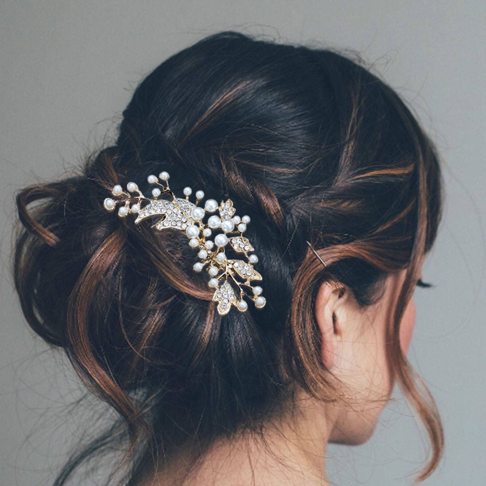 HOOWIFFY Decorative Hair Combs for Styling with Leaf Design and Rhinestones for Wedding 1Pack V1189-WXFWAL-20260326-02663