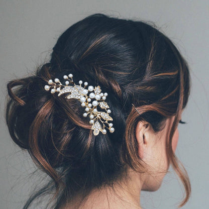 HOOWIFFY Decorative Hair Combs for Styling with Leaf Design and Rhinestones for Wedding 1Pack V1189-WXFWAL-20260326-02663