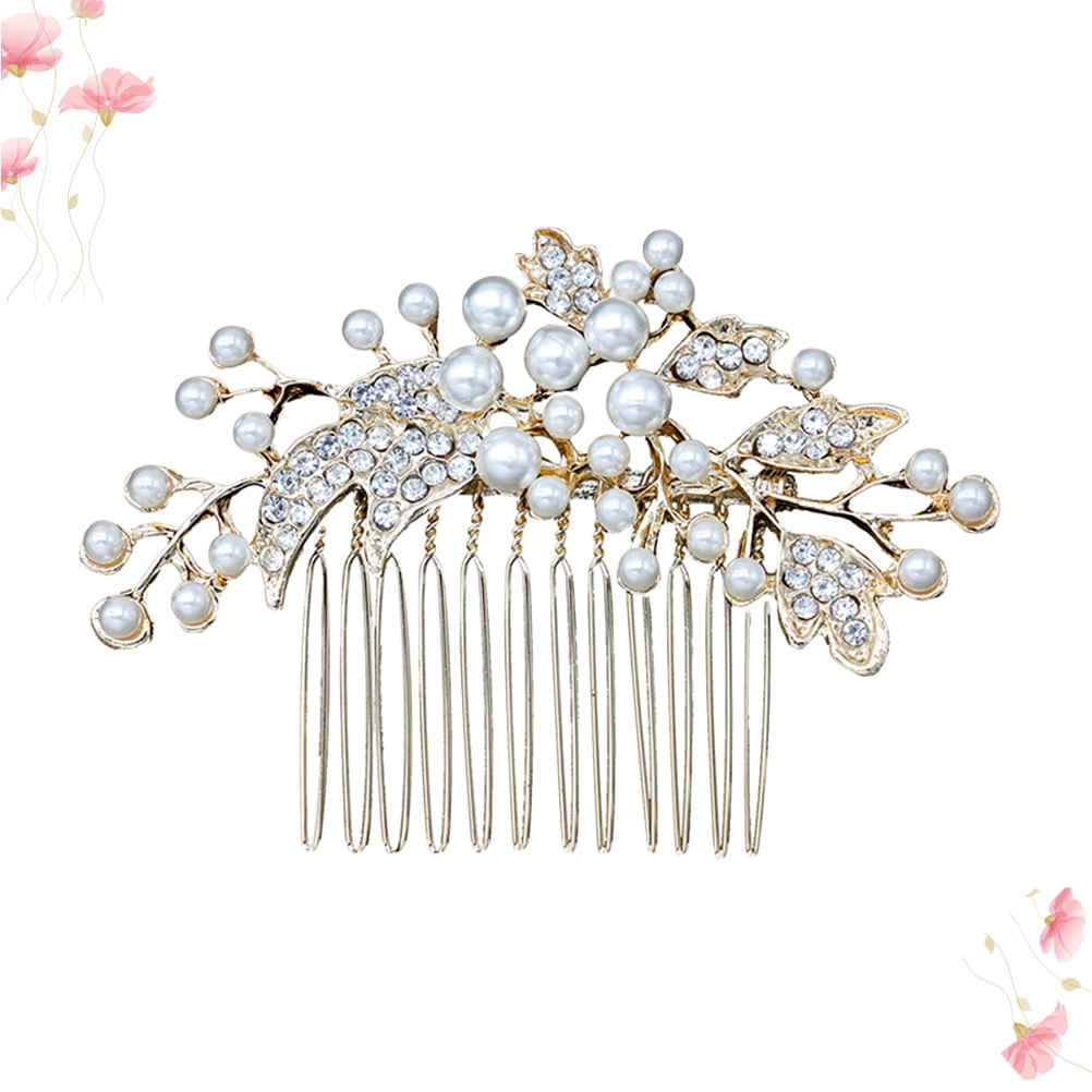 HOOWIFFY Decorative Hair Combs for Styling with Leaf Design and Rhinestones for Wedding 1Pack V1189-WXFWAL-20260326-02663
