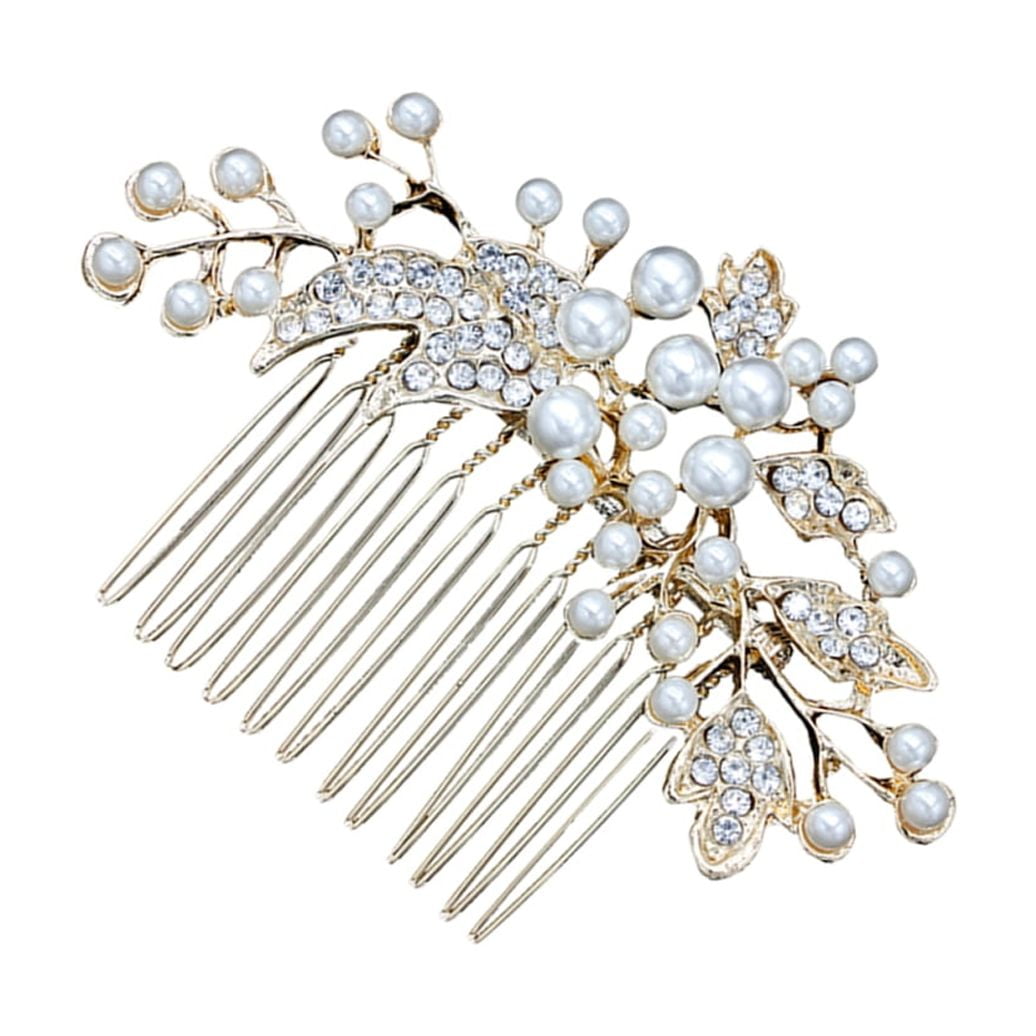 HOOWIFFY Decorative Hair Combs for Styling with Leaf Design and Rhinestones for Wedding 1Pack V1189-WXFWAL-20260326-02663