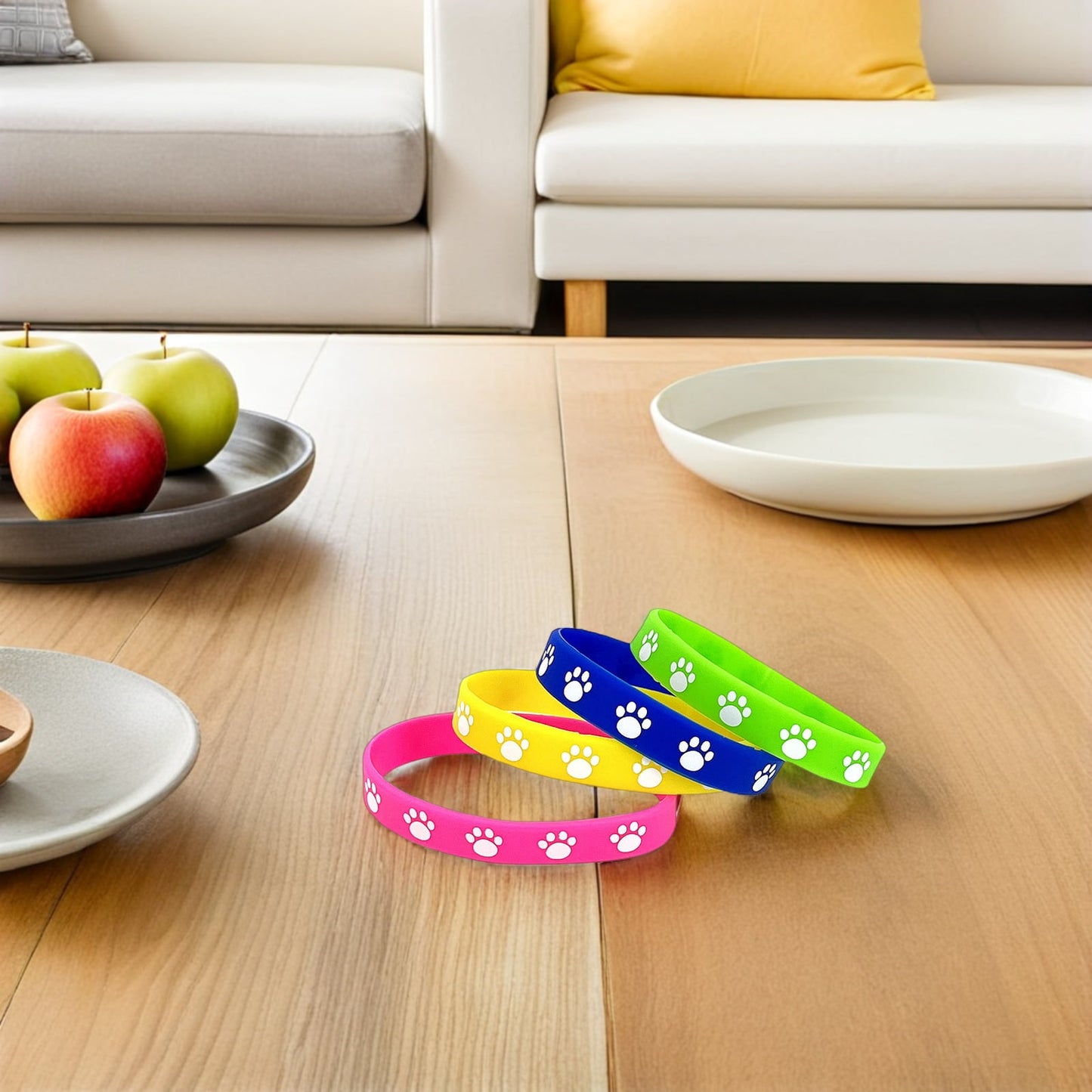 HOOWIFFY 32Pcs Cute Dog Paw Print Silicone Bracelets Soft Comfortable Wristbands V1189-WXFWAL-20260326-02666