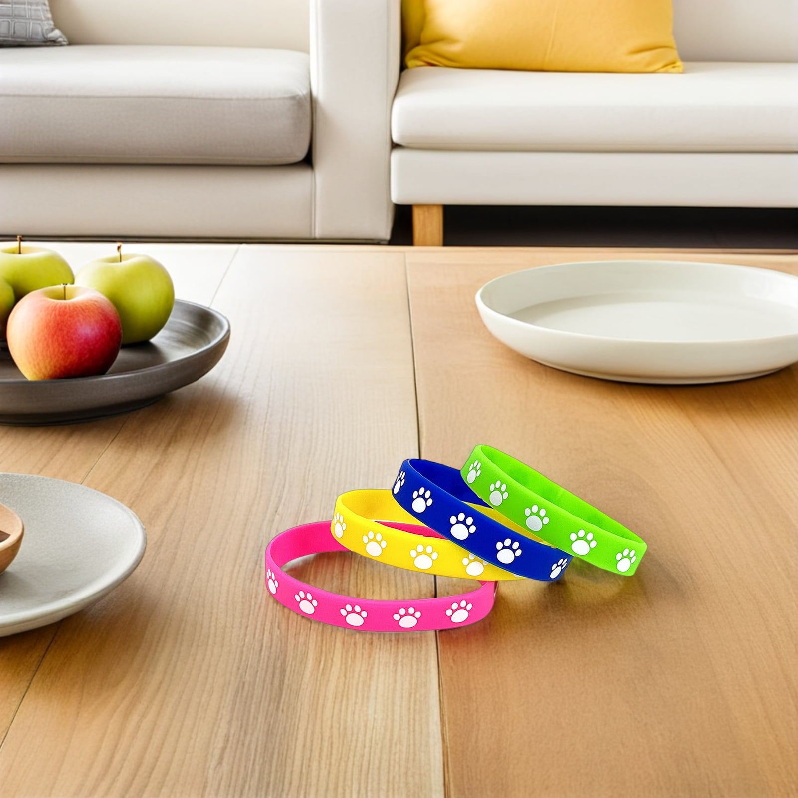 HOOWIFFY 32Pcs Cute Dog Paw Print Silicone Bracelets Soft Comfortable Wristbands V1189-WXFWAL-20260326-02666