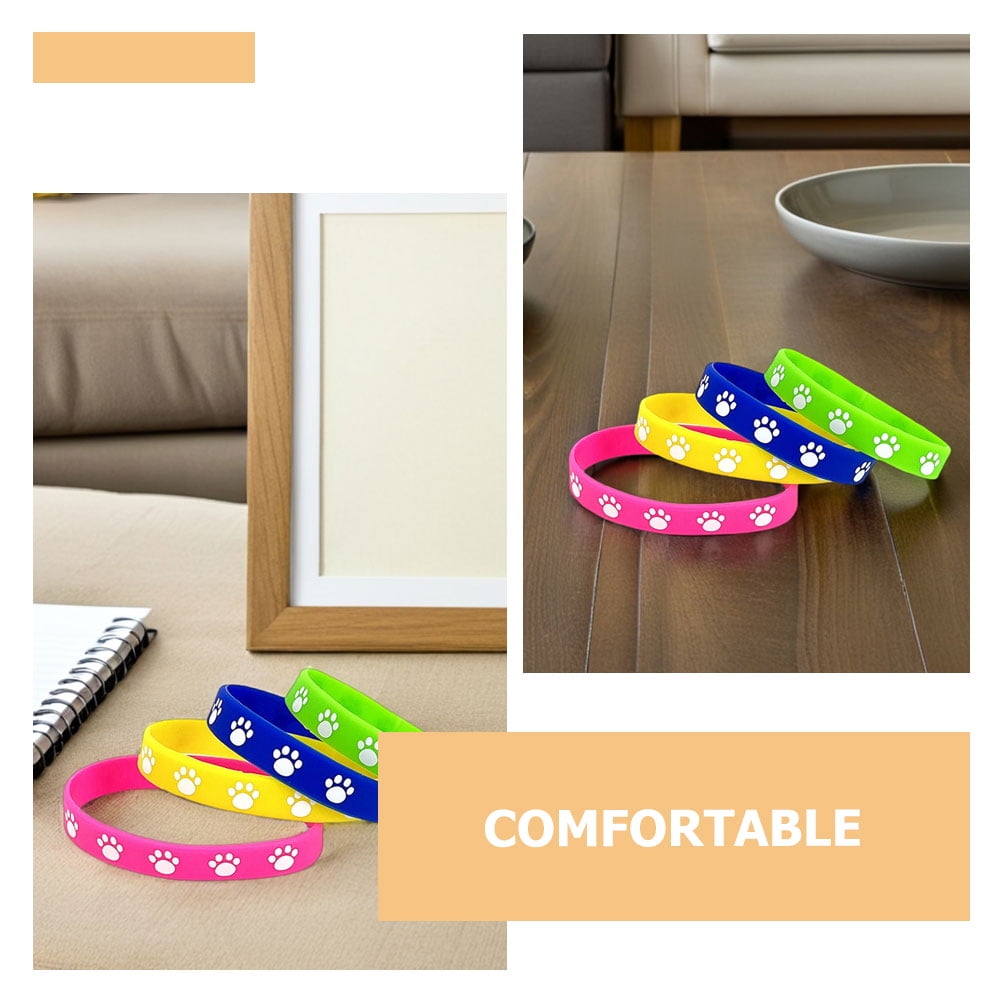 HOOWIFFY 32Pcs Cute Dog Paw Print Silicone Bracelets Soft Comfortable Wristbands V1189-WXFWAL-20260326-02666