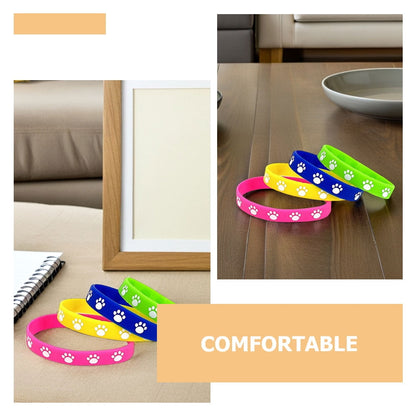 HOOWIFFY 32Pcs Cute Dog Paw Print Silicone Bracelets Soft Comfortable Wristbands V1189-WXFWAL-20260326-02666