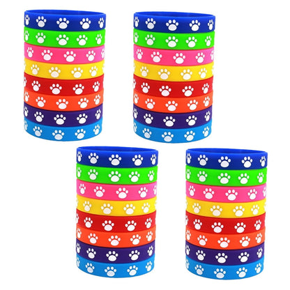 HOOWIFFY 32Pcs Cute Dog Paw Print Silicone Bracelets Soft Comfortable Wristbands V1189-WXFWAL-20260326-02666