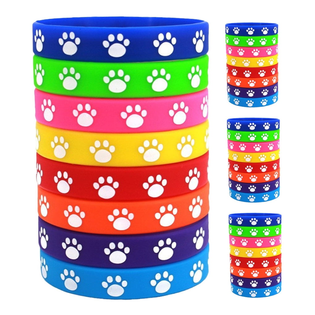 HOOWIFFY 32Pcs Cute Dog Paw Print Silicone Bracelets Soft Comfortable Wristbands V1189-WXFWAL-20260326-02666