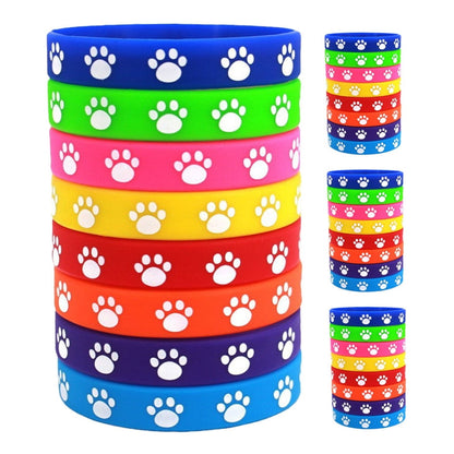 HOOWIFFY 32Pcs Cute Dog Paw Print Silicone Bracelets Soft Comfortable Wristbands V1189-WXFWAL-20260326-02666