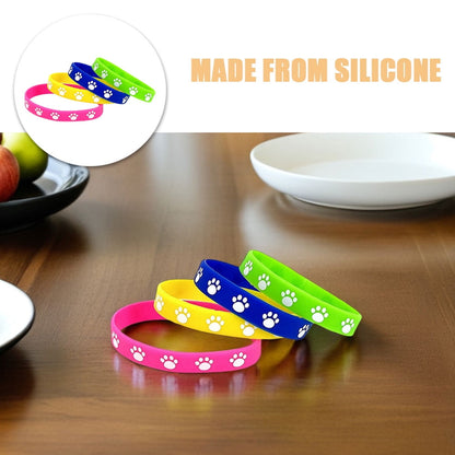 HOOWIFFY 32Pcs Cute Dog Paw Print Silicone Bracelets Soft Comfortable Wristbands V1189-WXFWAL-20260326-02666