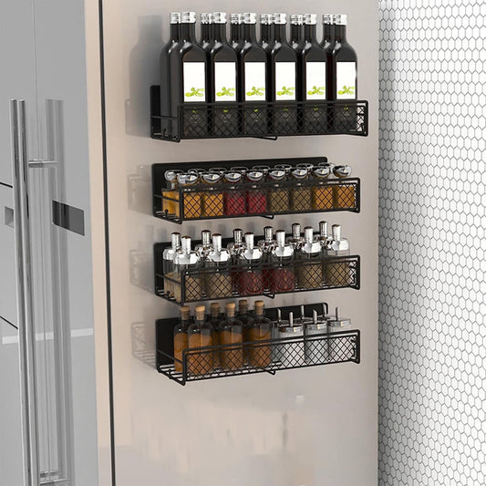 Darzheoy Magnetic Spice Rack Organizer Mesh Design for Refrigerator Oven, Black Storage Rack for Kitchen V1189-WXFWAL-20260326-02672