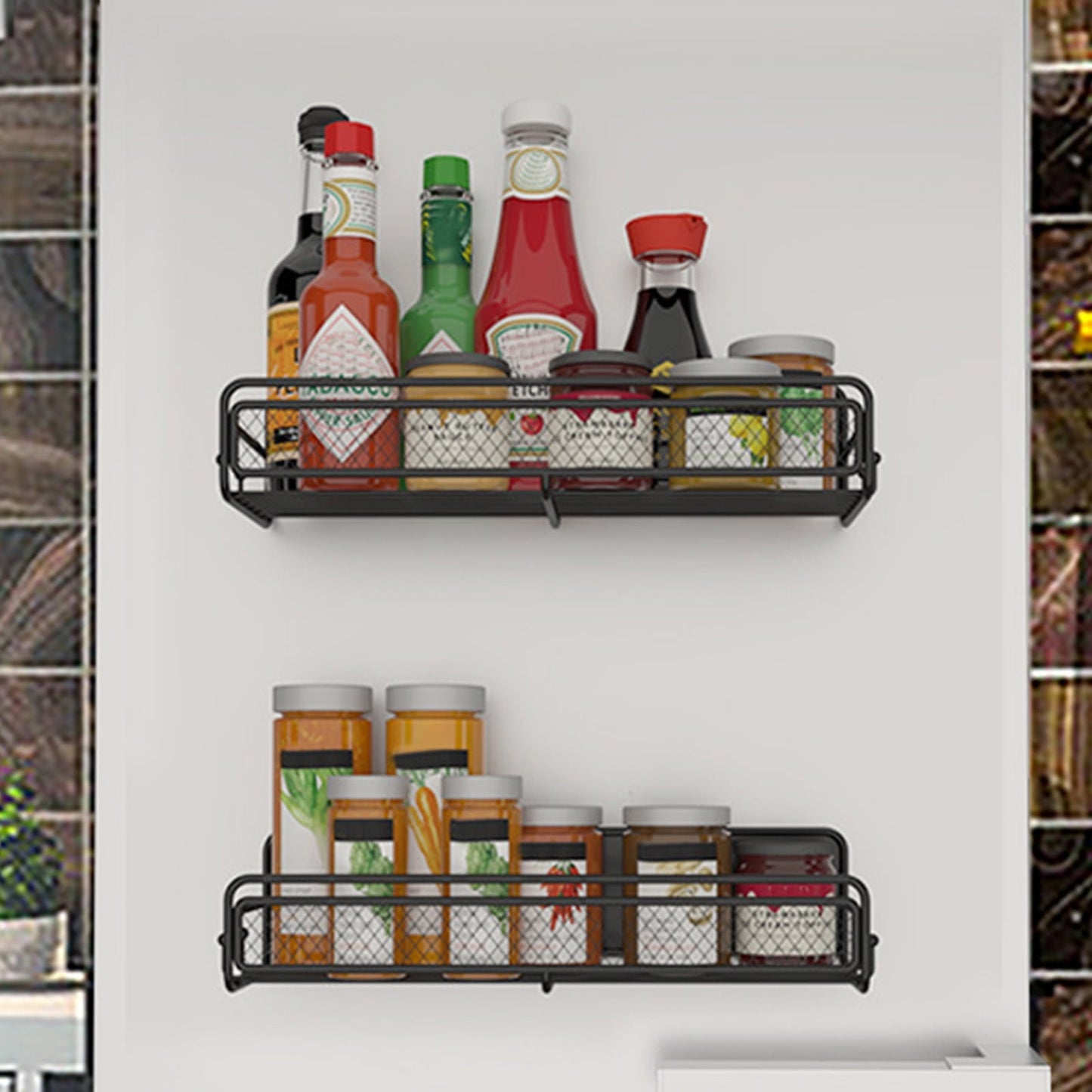 Darzheoy Magnetic Spice Rack Organizer Mesh Design for Refrigerator Oven, Black Storage Rack for Kitchen V1189-WXFWAL-20260326-02672