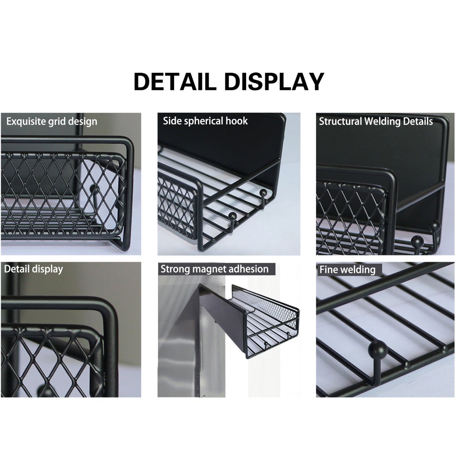Darzheoy Magnetic Spice Rack Organizer Mesh Design for Refrigerator Oven, Black Storage Rack for Kitchen V1189-WXFWAL-20260326-02672