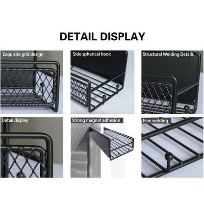 Darzheoy Magnetic Spice Rack Organizer Mesh Design for Refrigerator Oven, Black Storage Rack for Kitchen V1189-WXFWAL-20260326-02672