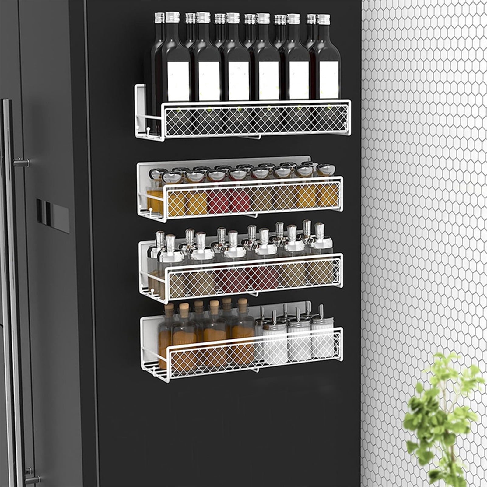 Darzheoy Magnetic Spice Rack Organizer Mesh Design for Refrigerator Oven, Black Storage Rack for Kitchen V1189-WXFWAL-20260326-02673