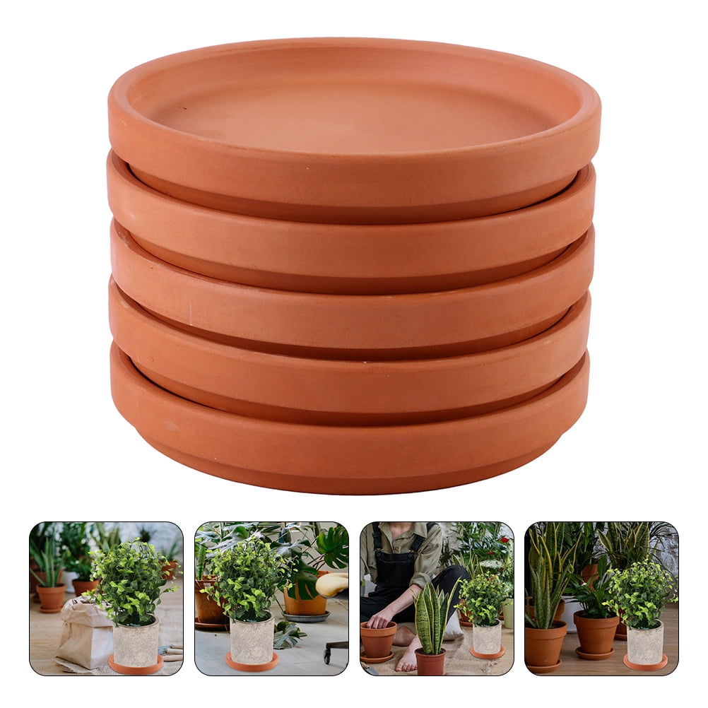 HOOWIFFY Chocolate Red Clay Flower Pot Tray for Indoor Outdoor Use 5Pcs V1189-WXFWAL-20260326-02674