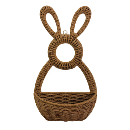 Darzheoy Bunny Basket Hanging Wall Pocket Spring Decor, Hand Woven Wicker Easter Basket, Wicker Easter V1189-WXFWAL-20260326-02677