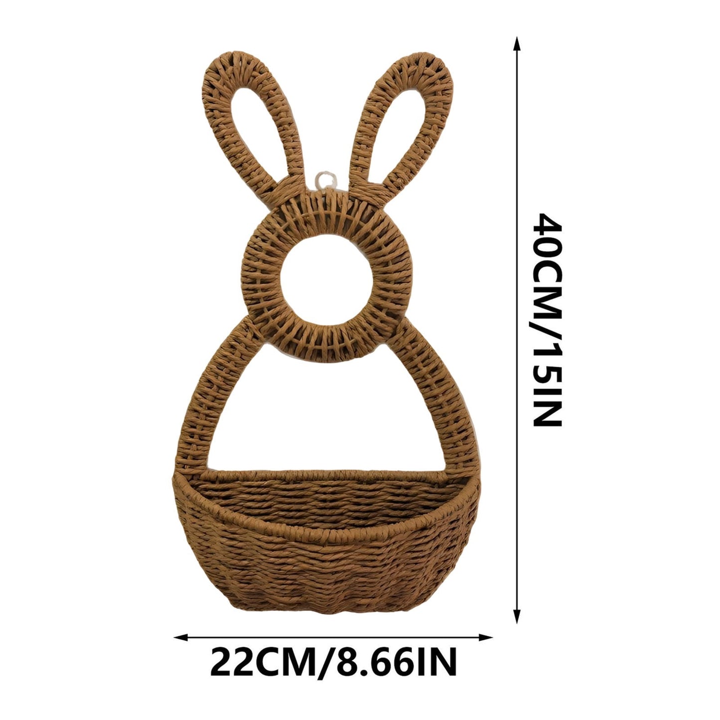 Darzheoy Bunny Basket Hanging Wall Pocket Spring Decor, Hand Woven Wicker Easter Basket, Wicker Easter V1189-WXFWAL-20260326-02677