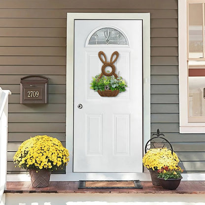 Darzheoy Bunny Basket Hanging Wall Pocket Spring Decor, Hand Woven Wicker Easter Basket, Wicker Easter V1189-WXFWAL-20260326-02677