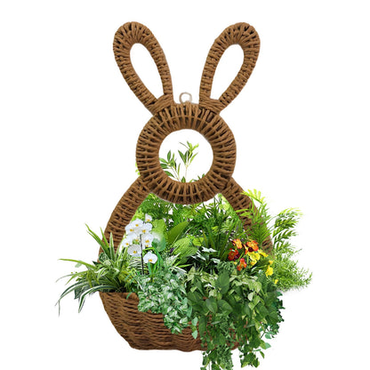 Darzheoy Bunny Basket Hanging Wall Pocket Spring Decor, Hand Woven Wicker Easter Basket, Wicker Easter V1189-WXFWAL-20260326-02677