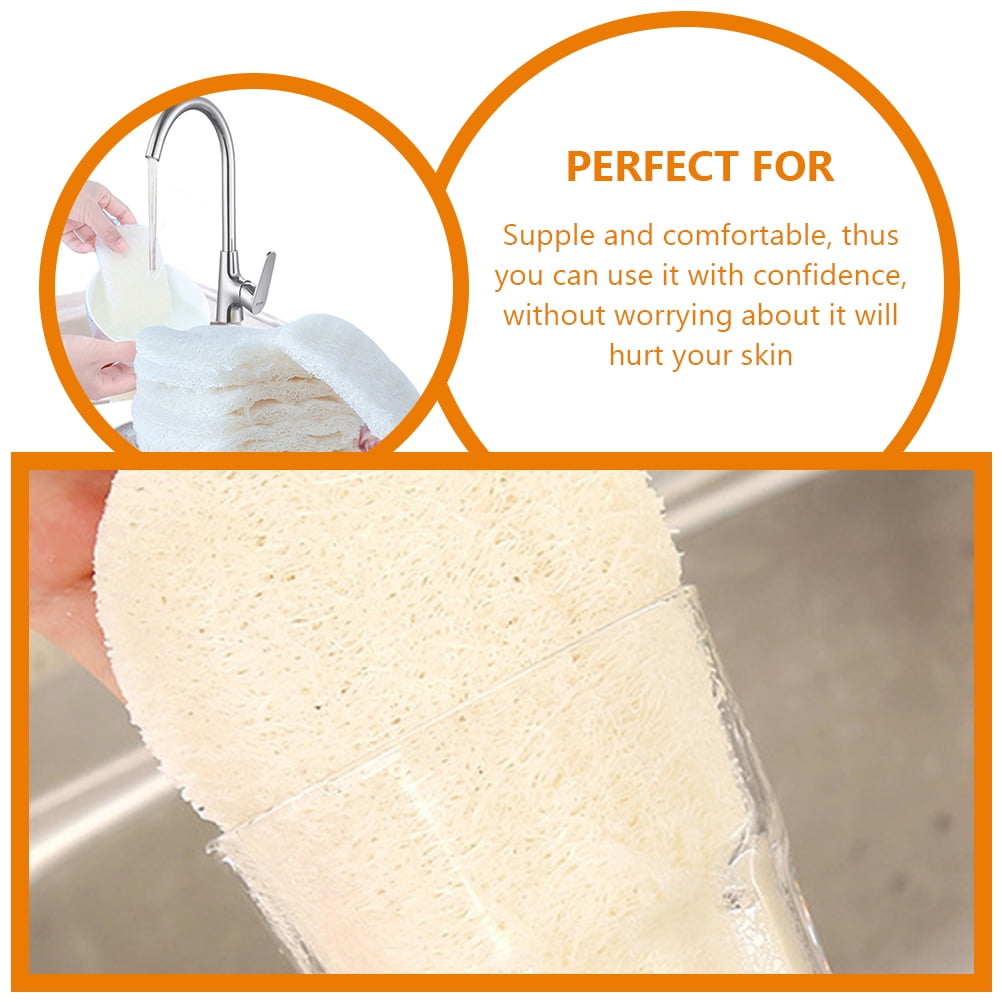 HOOWIFFY 3-Pack Natural Loofah Sponge Kitchen Scrubber Set with High Absorption Beige Multipurpose Cleaning V1189-WXFWAL-20260326-02681