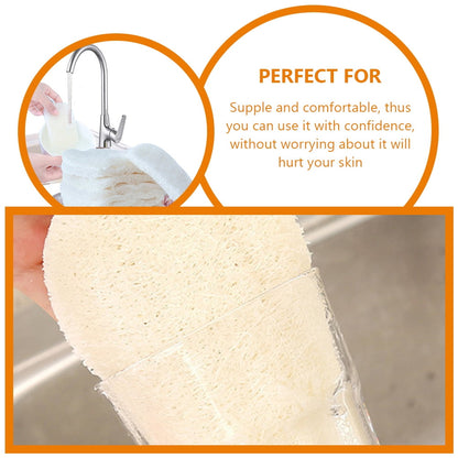 HOOWIFFY 3-Pack Natural Loofah Sponge Kitchen Scrubber Set with High Absorption Beige Multipurpose Cleaning V1189-WXFWAL-20260326-02681