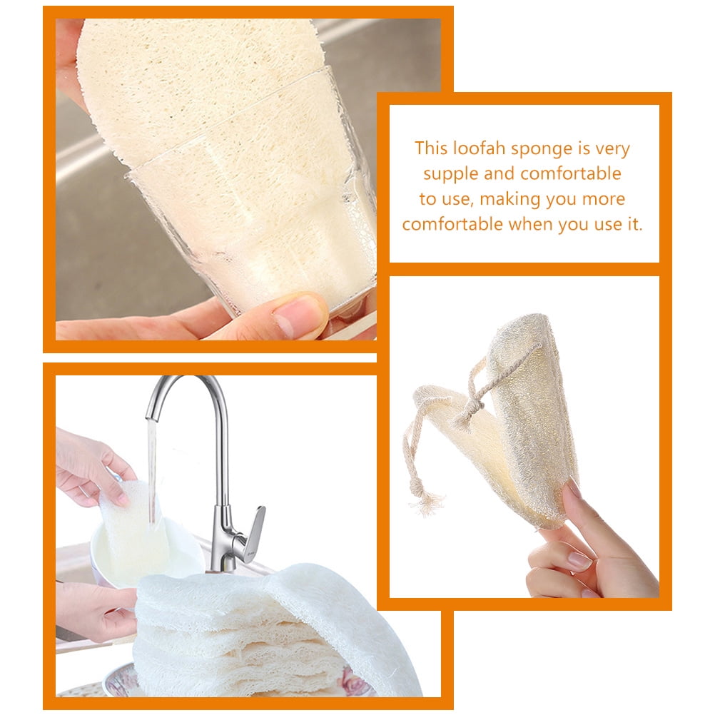 HOOWIFFY 3-Pack Natural Loofah Sponge Kitchen Scrubber Set with High Absorption Beige Multipurpose Cleaning V1189-WXFWAL-20260326-02681