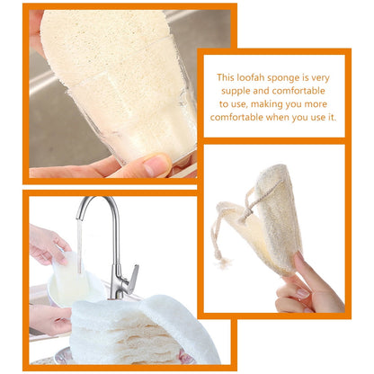 HOOWIFFY 3-Pack Natural Loofah Sponge Kitchen Scrubber Set with High Absorption Beige Multipurpose Cleaning V1189-WXFWAL-20260326-02681