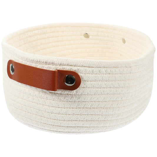 HOOWIFFY White Woven Storage Basket with Handle for Everyday Home Organization and Storage Solutions V1189-WXFWAL-20260326-02683