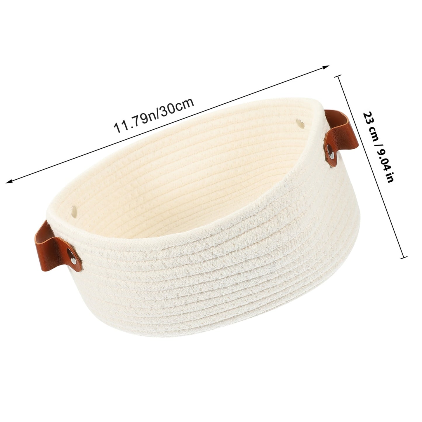 HOOWIFFY White Woven Storage Basket with Handle for Everyday Home Organization and Storage Solutions V1189-WXFWAL-20260326-02683