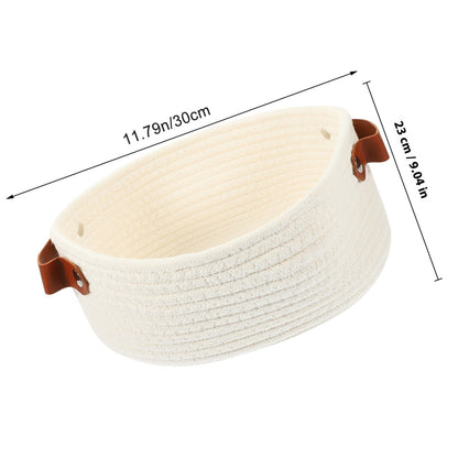 HOOWIFFY White Woven Storage Basket with Handle for Everyday Home Organization and Storage Solutions V1189-WXFWAL-20260326-02683