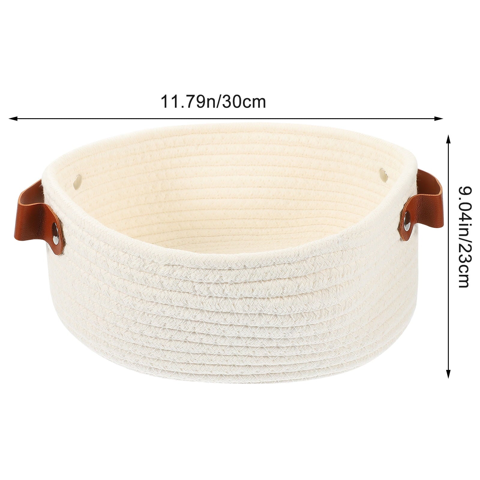 HOOWIFFY White Woven Storage Basket with Handle for Everyday Home Organization and Storage Solutions V1189-WXFWAL-20260326-02683