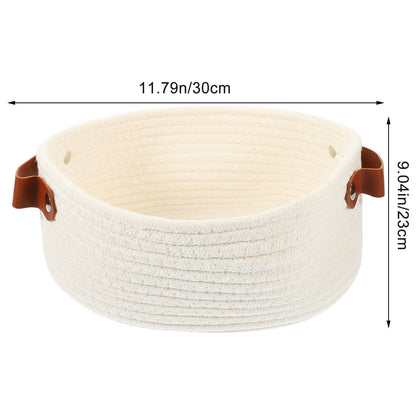 HOOWIFFY White Woven Storage Basket with Handle for Everyday Home Organization and Storage Solutions V1189-WXFWAL-20260326-02683