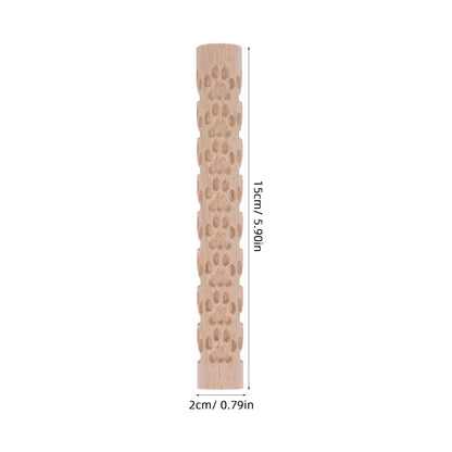 HOOWIFFY Pottery Slab Roller Embossed Rolling Pin Wooden Khaki 1Pack for Baking Cookies Artists V1189-WXFWAL-20260326-02685