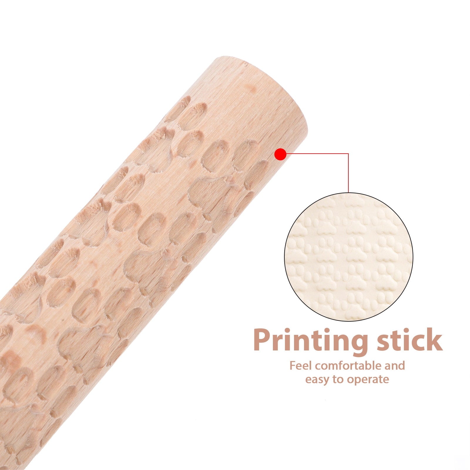 HOOWIFFY Pottery Slab Roller Embossed Rolling Pin Wooden Khaki 1Pack for Baking Cookies Artists V1189-WXFWAL-20260326-02685